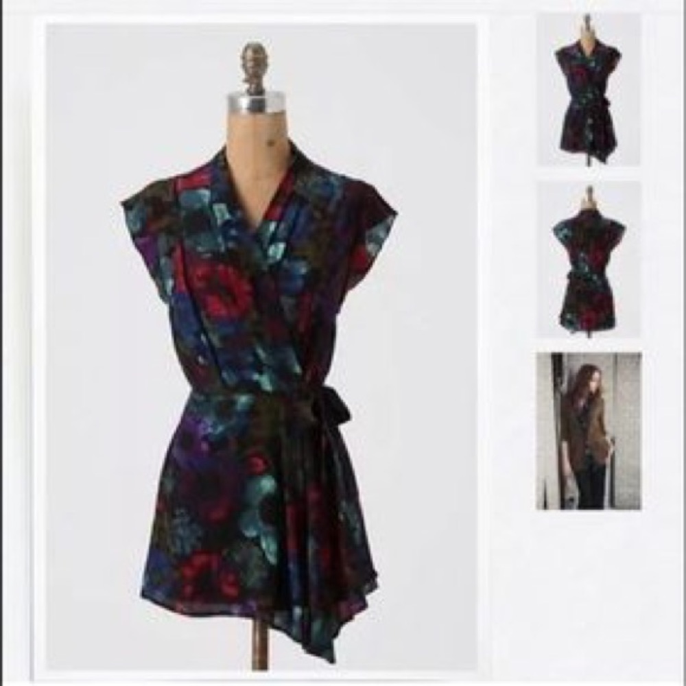 Fei watercolor wrap silk top